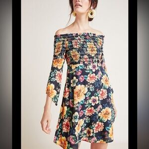 Anthropologie FARM Rio “Sasha” Multicolor Floral Off-Shoulder Dress